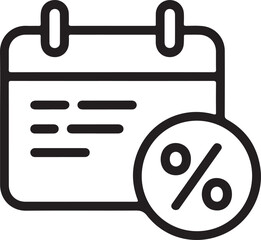 calendar date percentage icon sign vector silhouette