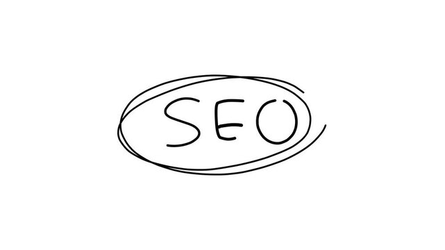 SEO word handwritten with circle marking on white background