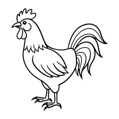 Simple outline drawing of a proud rooster