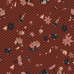 Allover Floral Pattern Textile Print