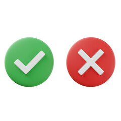 Green check mark and red cross symbols on white background