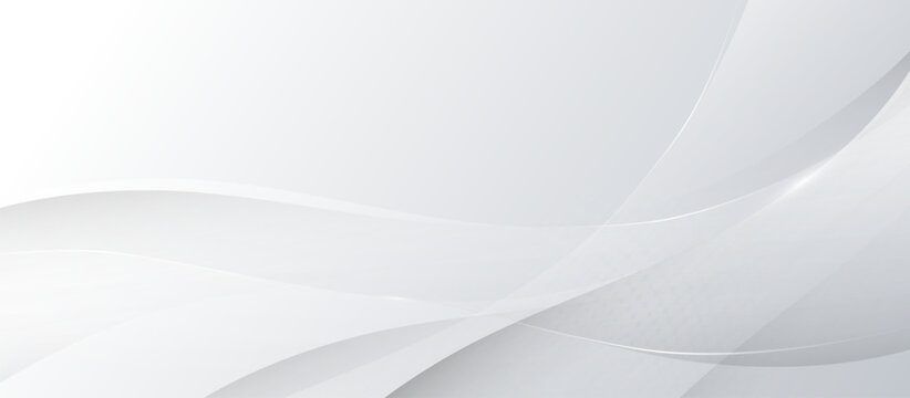Abstract modern futuristic white wavy and gold lines with blurred light curved lines background