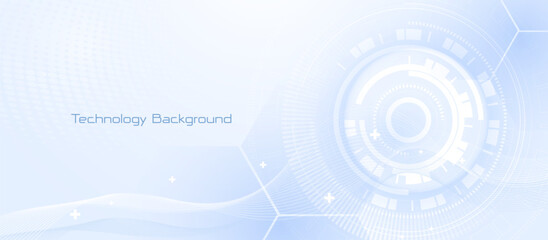 Abstract technology digital hi tech concept background. Abstract geometric white and blue futuristic banner © pickup