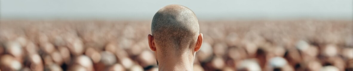 Naklejka premium Professional Vulnerable Person Facing Huge Crowd Symbolizing Social Anxiety and Stage Fright Authentic Mental Health Awareness for Modern Campaigns