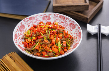 Chinese delicacy: Stir-fried yellow beef