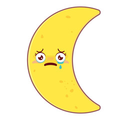 crescent moon scared face cartoon cute