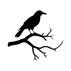 crow on a branch line art tree