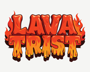 Cartoonish Bold Lava Trist Word With Flames Illustration Design Graphic
