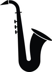 Saxophone black silhouette vector art and illustration