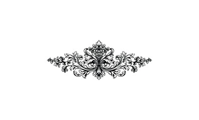 Elegant black ornate baroque flourish design. Vector retro hand drawn illustration