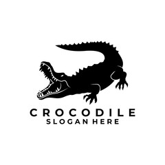 Angry Crocodile or Alligator logo design template. Animal angry with crocodile vector icon