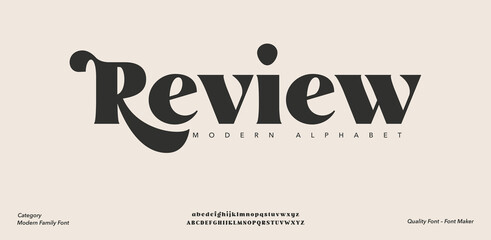 Review futuristic modern elegant font alphabet vector