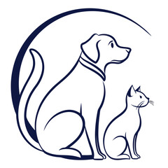 Dog and Cat Logo Outline