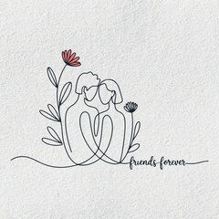 Friends Forever Simple Line Art