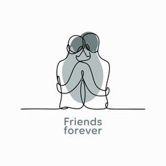 Friends Forever Simple Line Art