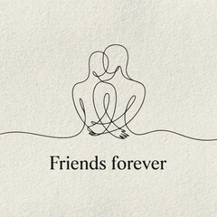 Friends Forever Simple Line Art
