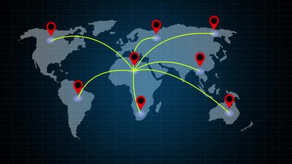 Animation of network of connections numbers changing and data processing over world map. 4K Stok video. glowing digital interface global connection data processing over world map . - Powered by Adobe