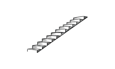 Minimalist hand-drawn staircase sketch. Vector retro hand drawn illustration