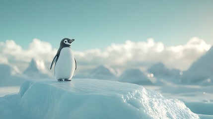Obraz premium Natural penguin moment captured on snowy cliff high resolution picture