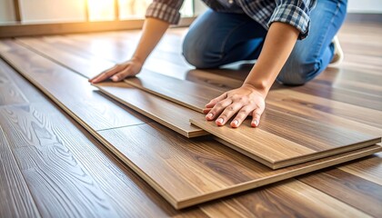 Person installing laminate flooring
