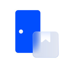 Abstract Blue Door and Package: Modern Minimalist Delivery Concept Illustration