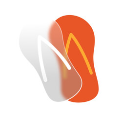 Abstract Summer Flip Flops: Minimalist Orange and White Design, Modern Style, Vacation Mood