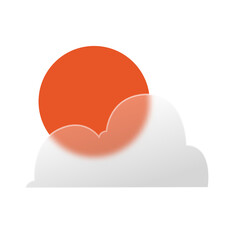 Abstract Sunrise: Orange Sun Behind Soft White Cloud, Minimalist Design, Peaceful Mood