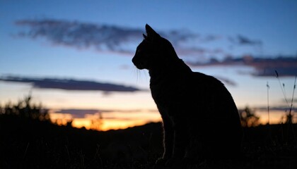 Elegant Cat Silhouette Under Twilight Sky
