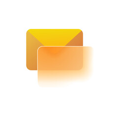 Abstract Gradient Yellow and Orange Envelope Icon: Modern Minimalist Digital Communication Concept