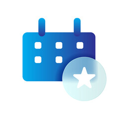 Modern Blue Gradient Calendar Icon with Star:  App Design Element