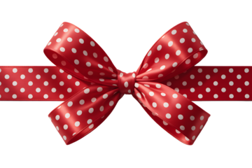 Festive Red Polka Dot Ribbon Bow Perfect for Gift Wrapping and Holiday Decorations on transparent background