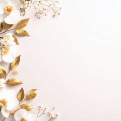 Delicate floral arrangement studio setting photography minimalist background top-down view aesthetic decoration for events