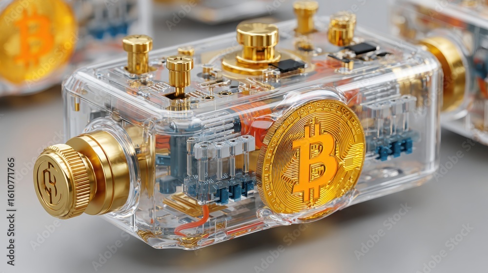 Poster bitcoin camera conceptualized as a quantum blockchain validator for abstract validation processes