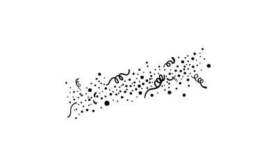 Abstract dotted confetti and curved lines. Vector retro hand drawn illustration