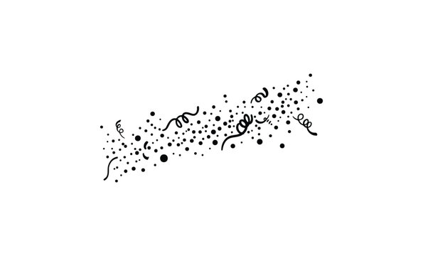 Abstract dotted confetti and curved lines. Vector retro hand drawn illustration