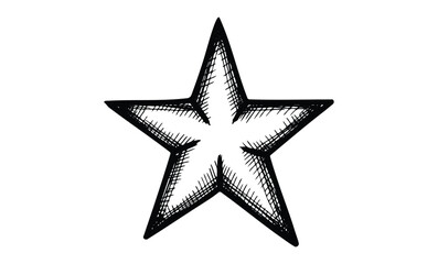 Obraz premium Hand-drawn five-pointed star with cross-hatch design. Vector retro hand drawn illustration