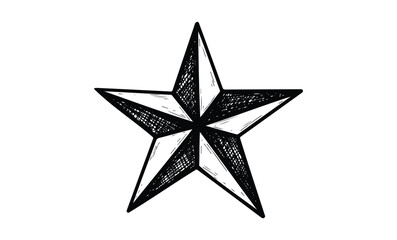 Obraz premium Hand-drawn black and white star illustration with textured details. Vector retro hand drawn illustration