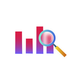 Modern Abstract Bar Graph Showing Decreasing Trend Under Magnifying Glass
