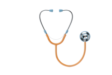 Isolated Orange Stethoscope with Chrome Accents for Medical Professionals and Healthcare Providers Perfect for Design Projects on transparent background