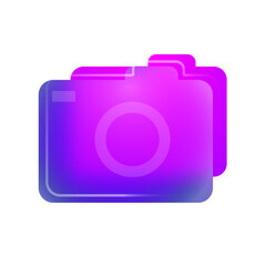 Abstract Purple and Blue Gradient Camera Icon: Modern, Sleek Design for Technology and Photography.