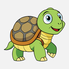 Cartoon turtle with a patterned shell on a white background