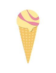 アイスクリーム　バニラ　ストロベリー　コーン　アイス　イラスト