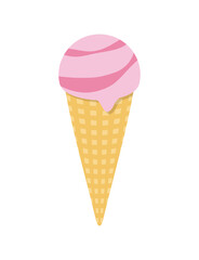 アイスクリーム　ストロベリー　コーン　アイス　イラスト