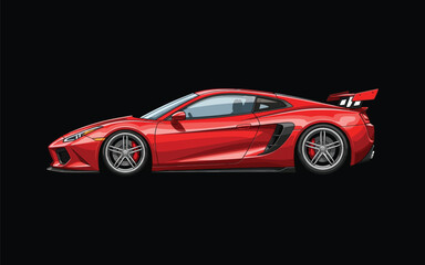 Fototapeta premium Red sports car on dark background