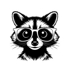 Raccoon wearing glasses with a playful expression