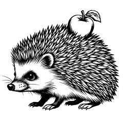 Hedgehog with an apple on its back