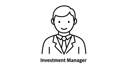 Investment Manager Icon: A minimalist line drawing of an investment manager, conveying professionalism and expertise through simple yet impactful visual cues.