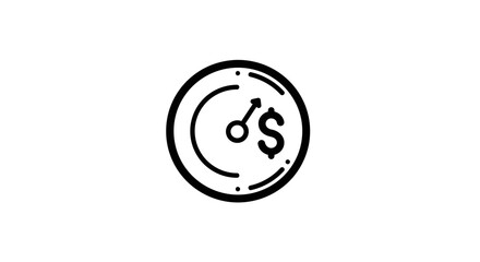 Time is Money Concept: A minimalist monochrome icon, blending the concepts of time and finance, encapsulates the value of time and efficiency in the financial world.