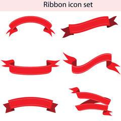 Set of ribbon icon set, bows isolated on white background