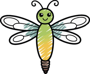 dragonfly Crayon style transparent png vector